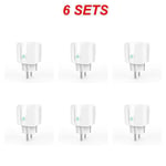 Prise intelligente WiFi avec surveillance de l'alimentation,fonction de synchronisation,commande vocale,Alexa,Google Home,Alice,UE,20A - Type 6pcs