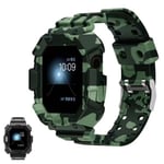 Apple Watch 40mm integroitu silikonikellon ranneke - Green Camouflage Grön