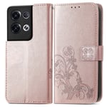 Yhteensopiva Oppo Reno 8 Pro 5g -lompakkokotelon korttipidikkeen kanssa, kohokuvioitu Lucky Clover Pu -nahkainen magneettinen tukijalusta