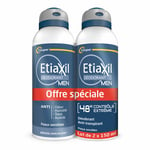 ETIAXIL - Déodorant Anti-transpirant - HOMME - Transpiration Modérée - Aisselles - Contrôle 48h - Aérosol - Lot de 2 300 ml spray
