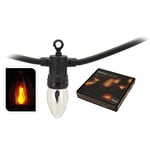Guirlande lumineuse 10 ampoules E14 - effet flamme de cheminée - pour intérieur et extérieur - 360 cm + câble d'alimentation de 150 cm - noir