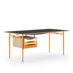 House of Finn Juhl - Nyhavn Desk, 170 cm, with Tray Unit, Oak, Orange Steel, Warm - Skrivebord - Finn Juhl - Oransje,Tre farget,Svart - Metall/Tre