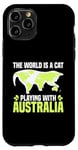 Coque pour iPhone 11 Pro Le monde est un chat qui joue avec l'Australie World Map Traveler