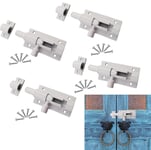 4 Pcs Targette En Acier Inoxydable, Verrou De Porte, Acier Inoxydable Loquet De Porte Coulissant, Loquet Porte Coulissante, Boulons De Verrouillage De Porte Pour Portail De Jardin, Cabanon