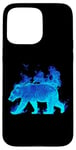 Coque pour iPhone 15 Pro Max Ours bleu avec flammes