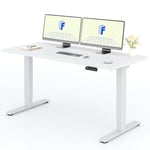 FLEXISPOT 2 Moteurs Bureau Assis Debout 140x80 Une Pièce, Bureau Debout électrique avec Panneau à Fonctions Mémoires, Bureau Réglable en Hauteur Électrique, Charge 100kg, Blanc+Blanc