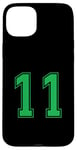 Coque pour iPhone 15 Plus Vert Numéro 11 Équipe Junior Sports Uniforme Numéroté