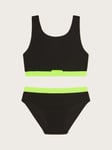 Monsoon Kids' Storm Textured Bikini, Black/Neon