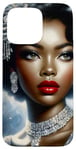 iPhone 15 Pro Max Glamorous Black Woman In Silver Art With Vintage Style Case