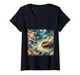 Womens Leonardo Da Vinci Man V-Neck T-Shirt