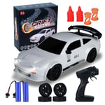 iBlivers Voiture Télécommandée, Mini Voiture de Drift télécommandée avec accélérateur proportionnel, 1:24 4WD Drift GT-RX7 Véhicule RC Drifting Car Cadeaux Jouets pour Garçons Enfants (Blanc)