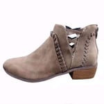 Bottines pour femme – Bottines de cowboy plates à talon bas avec fermeture éclair, gris, 36 EU