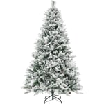 Sapin de Noël Mince 180cm, Arbre de Noel Slim Enneigées avec led, Pieds de Sapin de Noël en Métal (850 Branches) - Relax4life