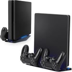 Support Verticale Pour Ps4 Pro/Ps4 Slim, Station De Charge Compatible Avec Console Ps4 Avec 2 Ports De Charge Pour 2 Ps4 Manettes, Support Stand Avec Indicateur De Charge Led