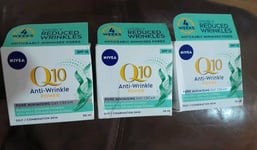 3 X NIVEA Q10 Power Anti-Wrinkle + Pore Minimising SPF 15 Day Cream 50ml. 