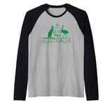 AUSTRALIA COAT OF ARMS KANGAROO AND EMU AUSTRALIAN SYMBOL Raglan Baseball Tee