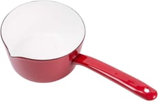 Enamel Saucepan Retro Saucepan Small Milk Pot 1l Kitchen Dishes for Coffee, Butter, Milk, Tea-Red