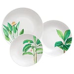 Tramontina - Ensemble d'assiettes plates 25cm, creuses 21cm et a dessert 19cm en porcelaine Graziela. Lot de 12.