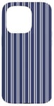 Coque pour iPhone 15 Pro Blue Nay Rayures blanches pour fille Esthétique Preppy Stripe