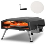 VEVOR Outdoor Pizza Oven, 13" Gas Fired Pizza Maker, Portable Outside Pizza Grill with Thickened Cordierite Pizza Stone, Waterproof Cover, Iron Spray Gas Oven with Foldable Leg for Camping & Backyard