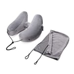 H-Forme Gonflable Voyage Coussin Pliable léger Nap Neck Pillow Voiture Bureau Siège Avion Coussin Dormir Oreiller (Color : Gray Pillow Hat)