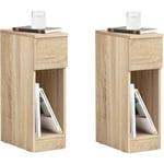 FBT111-Nx2 Lot de 2 tables de chevet avec tiroir pour lit à sommier tapissier 2 pièces Table d'appoint étroite Table de téléphone Table de chevet