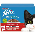 FELIX Original Farm Selection in Jelly Wet Cat Food 12x85g (Pack of 4)