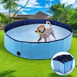 Foldable Dog Bath Swimming Pool Collapsible Pet Bathing Pool Bath Tub Swimming Pool for Small, Medium and Large Dogs, and Cats and Kids,Blue,80x20CM