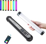 K21 Baguette Lumineuse LED RVB Portable, bâton Lumineux vidéo LED RVB magnétique avec Batterie 2500 mAh/contrôle APP/360° couleur/2500K-8500K/affichage OLED pour TikTok, Vlog, Youtube