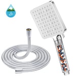 Shower Head and Hose 1.6M with Filter - YEAUPE PRO Square High Pressure Bathroom Shower Heads (115*100mm) 6 Jet Modes,Large Powerful Flow Rain Showerhead for Low Pressure Hard Water Shower Head,White