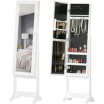 Armoire à bijoux armoire de rangement sur pied boîte à bijoux avec miroir multi-rangement éclairage LED blanc