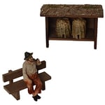 Alfred Kolbe Krippen AM 29 Set de Figurines de crèche de Noël Comprenant des Ruches et Un Berger Assis sur Un Banc 9,5 x 4,5 x 9 cm Compatible avec des Figurines de 11-12 cm