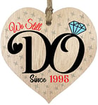 29th Wedding Anniversary Wooden Heart Plaque - We Still Do Since 1995 - Dark Wood Sign Keepsake, Celebrate Anniversary Wife Husband Boyfriend Girlfriend, Plaque with Quotes Gifts from the Kids