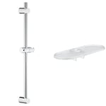 GROHE Vitalio Universal 600 - Shower Rail, Size 620 mm, Easy to Install, Upper Bracket Adjustable to Adapt to Existing Holes, Chrome, 27724000 & 27596000 Tempesta Shelf for Shower Rail,Silver
