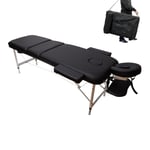 TABLE BANC LIT DE MASSAGE PLIANTE EN ALUMINIUM 210x80x80CM, NOIR + SAC MAX 250KG