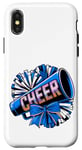 Coque pour iPhone X/XS Mégaphone Bleu et Pompons de l'Équipe de Cheerleading