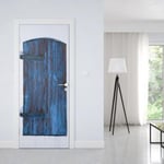 Sticker Porte Fenetre Bois Bleu 204 x 93 cm