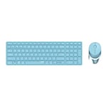 Rapoo 9750M Wireless Keyboard Mouse Set Wireless Deskset 1600 DPI Sensor Rechargeable Battery Flat Aluminium Design DE Layout QWERTZ PC & Mac - Blue