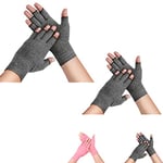 SupreGear Arthritis Gloves (2 Pairs), Rheumatoid Arthritis Compression Gloves for Arthritis Hands, Pain Relief Gaming Typing Fingerless Gloves for Women Men (Grey, S)