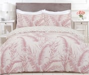 Night Comfort Eco Breathable Duvet Cover with Pillowcases | 100% Polycotton Percale Exclusive Quinn Blush Design | Washable and Non-Allergenic Bedding Set (Single)