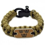 Armygross Tre kronor paracord armband - kaki/svart