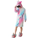 Barnbadrockar Badrockar 3D Enhörning Huva, Flickor Pojkar Fleece Mjuk Kigurumi Cartoon Morgon Hemrock Nattkläder Pyjamas Fickor C-enhörning 5 120