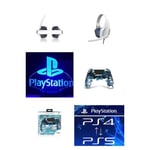 Pack Manette PS4 Manette Bluetooth BLEU CAMOUFLAGE 3.5 JACK + Casque Gamer BLANC 1702 PS4-PS5 PLAYSTATION