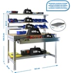 Etagère basse banc de travail simonwork BT1 box 1500 galva/bois - 1445x1510x760 600Kg Simonrack