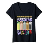 Womens Maths Day Costume Idea For Kids & Numbers Maths Rockstar V-Neck T-Shirt