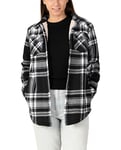 ZENTHACE Veste chemise en flanelle doublée de polaire Sherpa pour femme (doublure Sherpa), noir/blanc, Small