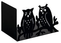 moses. libri_x Owl Forest Bookend, Metal Book Stand, Black Metal Bookend with Two Cut-Out Owls on the Front, for Staging Favourite Books on Shelf, 83385