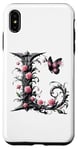 Coque pour iPhone XS Max Letter L Initial Floral Monogram Rose Pink Flower Butterfly