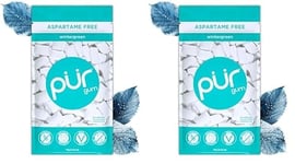 PUR 100% Xylitol Chewing Gum, Sugarless Wintergreen, Sugar Free + Aspartame Free + Gluten Free, Vegan & Keto Friendly - Healthy, Low Carb, Simply Pure Natural Flavoured Gum, 55 Pieces (Pack of 2)