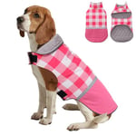 babepet Winter Dog Coat waterproof,British Style Plaid Dog Jacket,Dog Cold Weather Dog Coats,Sleeveless Pet Dog Snowsuit,Reflective Dog Outfit Dog Clothes,Ideal for Hiking,running,walking-Pink-M